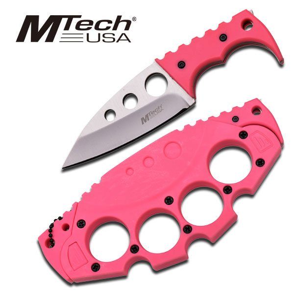 Coltello tirapugni da collo Neck rosa MT-20-47PK Mtech