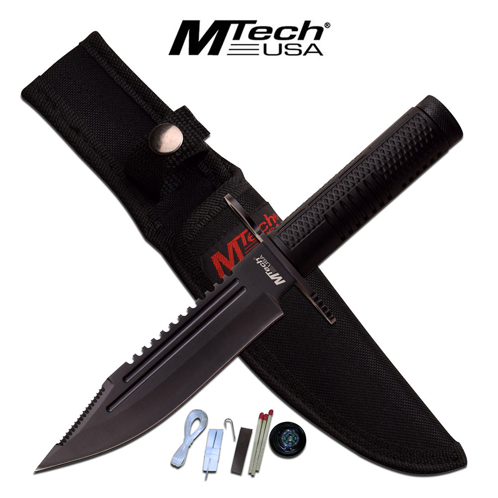 Coltello lama fissa survivor Fixed Black MT-20-68BK Mtech