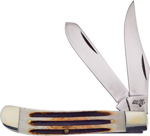 Bellissimo coltello doppia lama Trapper manico in osso F14024ASC