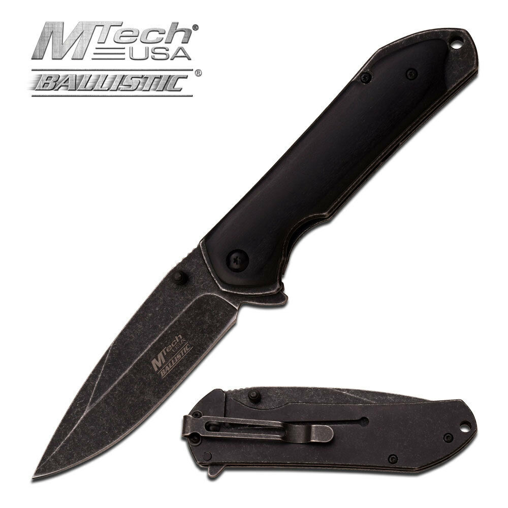 Coltello MTech Black Wood Stonewash MTA908BK Knife