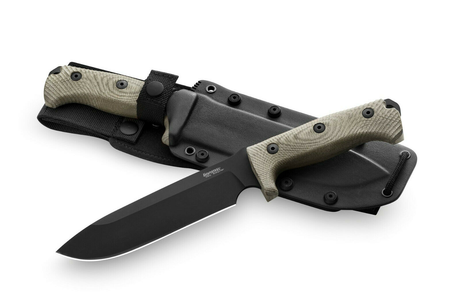 Favoloso Coltello LionSteel M7B CVG Lama nera Green canvas
