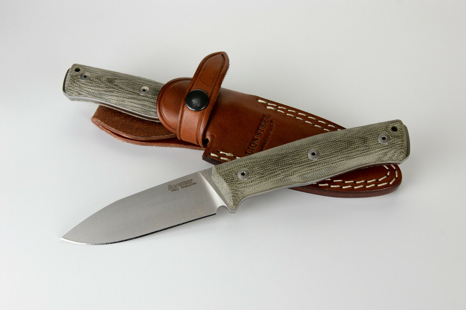 Coltello LionSteel B35 Manico Canvas Verde Knife