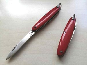 Coltello temperino 13cm inox manico rosso Frosolone knife 0538/R