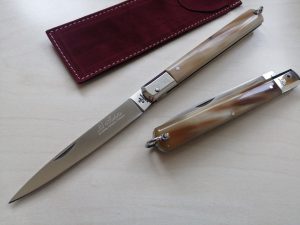 Stiletto in corno da 23 cm testina inox produzione artigianale Frosolone knife 0408/440-23 INOX