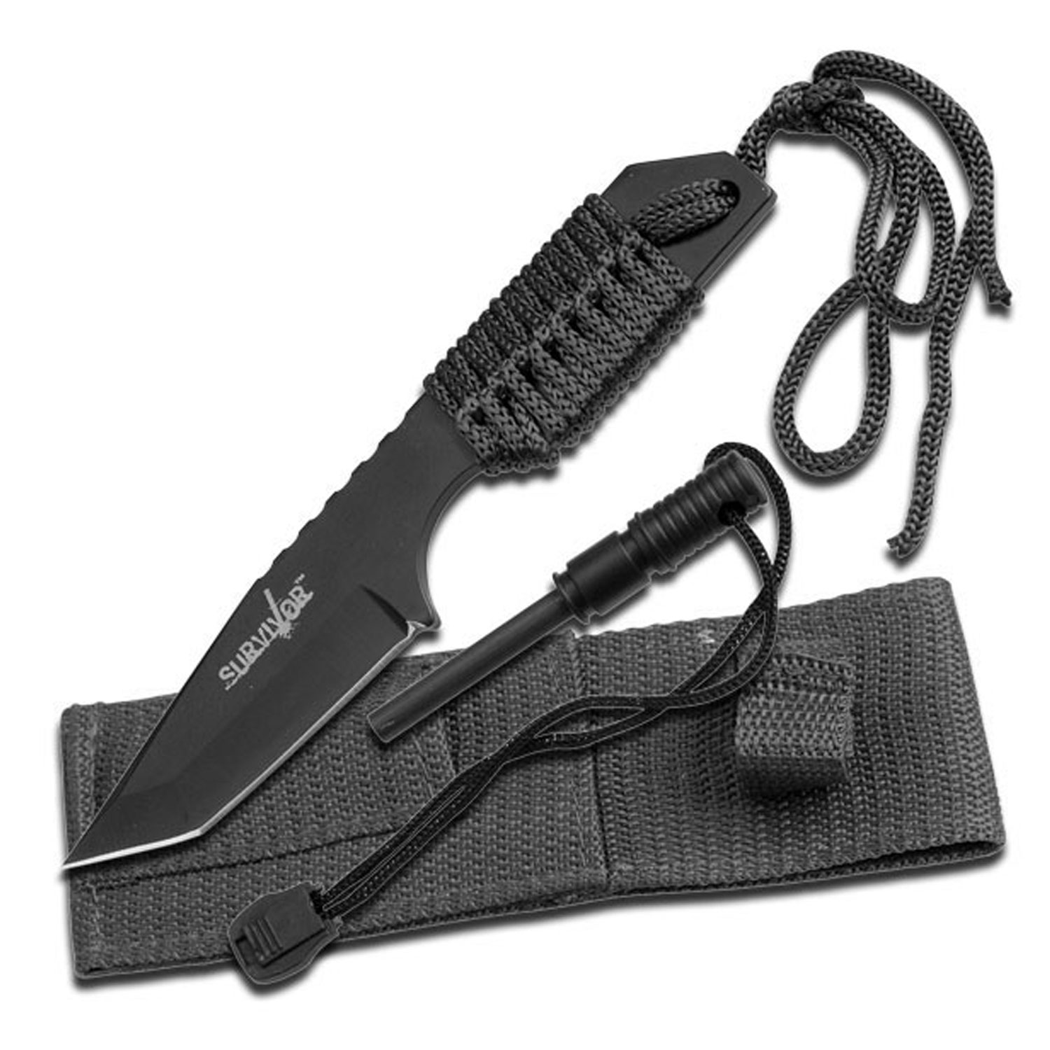 Bellissimo coltello Survivor con acciarino Outdoor Fixed Blade Knife - HK-106320B