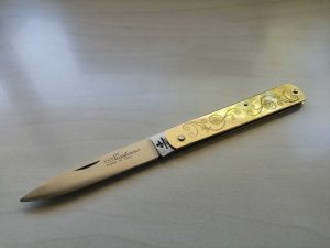 Coltello Sfilato siciliano manico ottone. FIORI 0559/9905-17