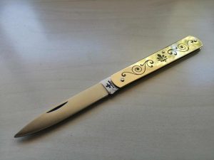 Coltello Sfilato siciliano manico ottone. GIGLIO 0559/9903-17