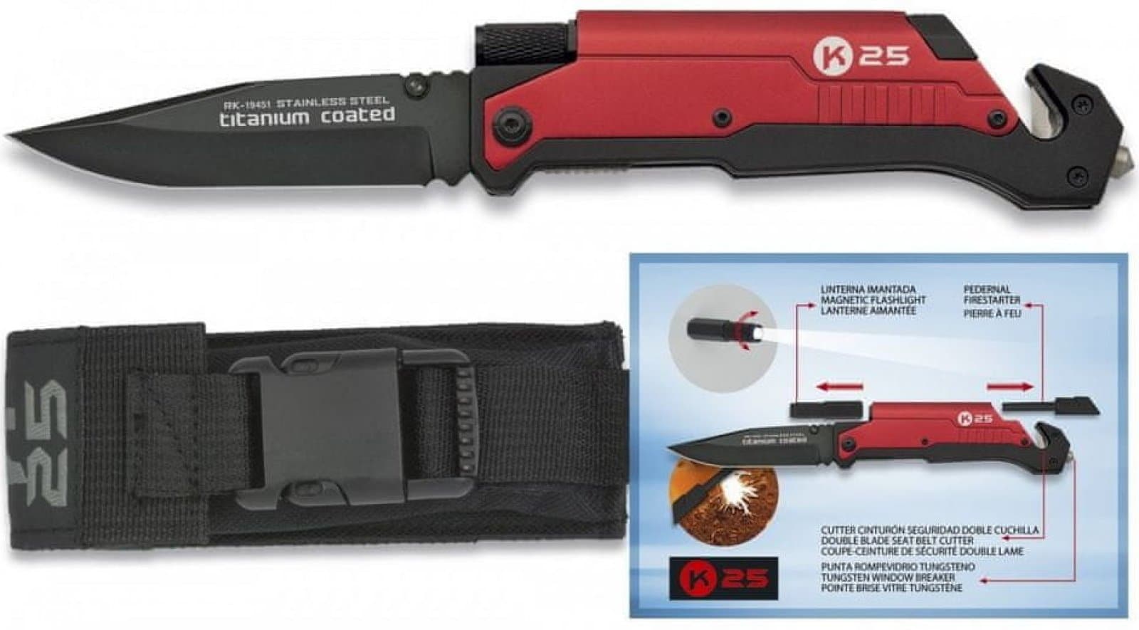 FAVOLOSO COLTELLO tattico di sicurezza Multiuso RUI K25 19451