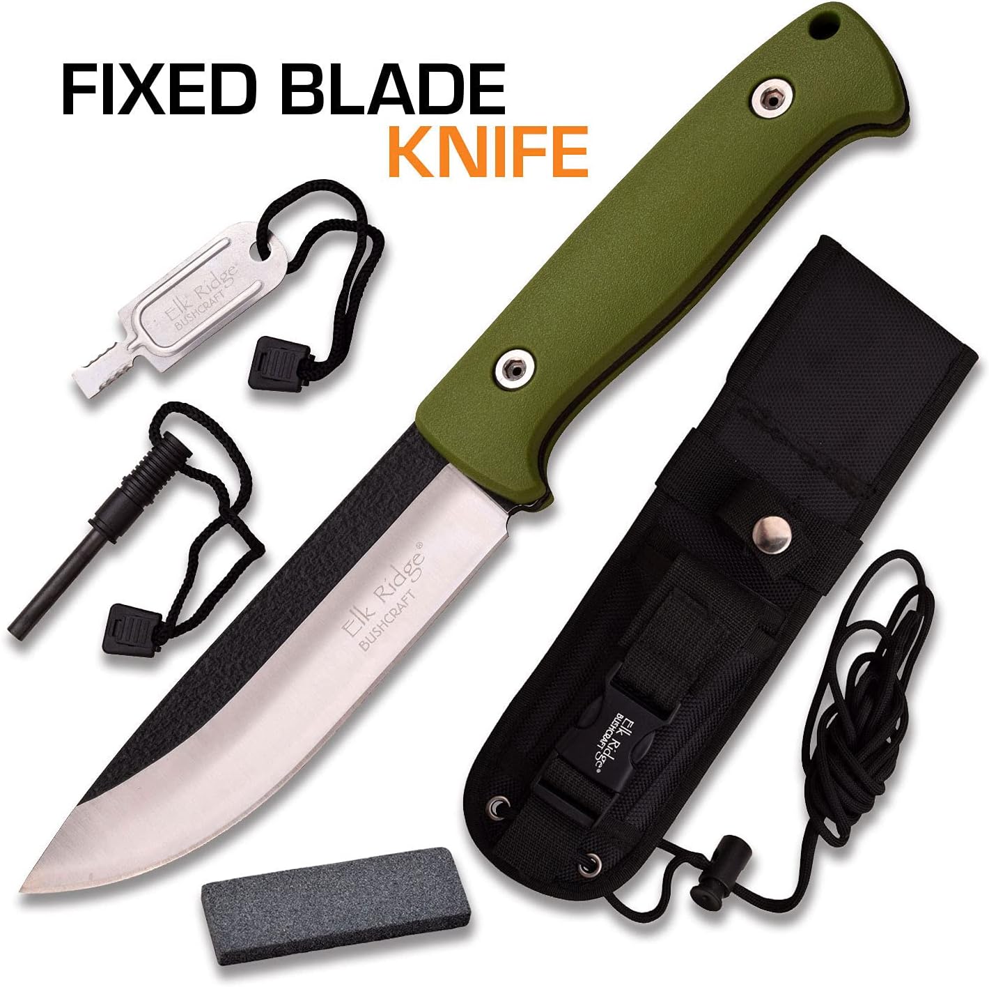 FAVOLOSO COLTELLO PER ESCURSIONISTI Coltello Elk Ridge ER555GN Fixed Blade Black