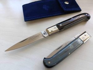 Caltagirone in corno di bufalo nero da 20 cm testina inox knife 0408/20