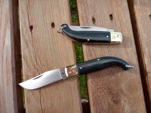 Tradizionale coltello Scarperia manico ABS nero testina ottone 17.5cm -0551