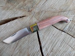 Tradizionale coltello Scarperia manico in legno Tulip con testina ottone 17.5 cm - 0398/506-1TU