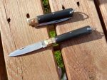 Tradizionale coltello Sfilato manico ABS nero testina ottone  15cm -0433