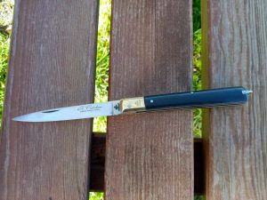 Tradizionale Coltello Stiletto Il Calabrese manico in ABS nero testina ottone 21 cm - 0464